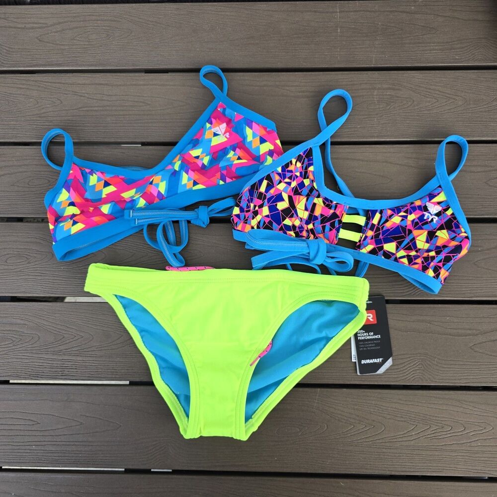 TYR Women's Mix & Match Crosscut Tieback Neon Bikini Set Size S New No Tag